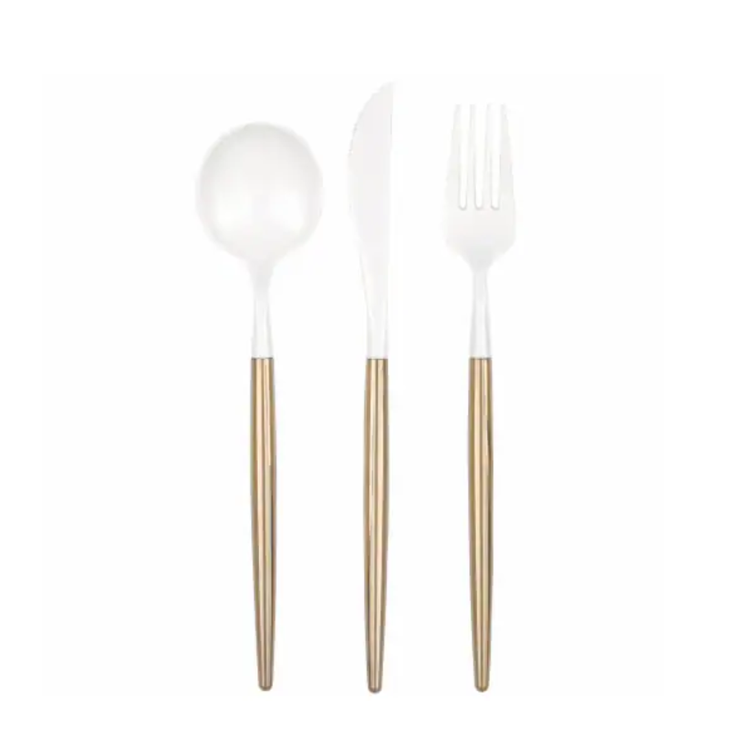 Cubiertos White / Gold