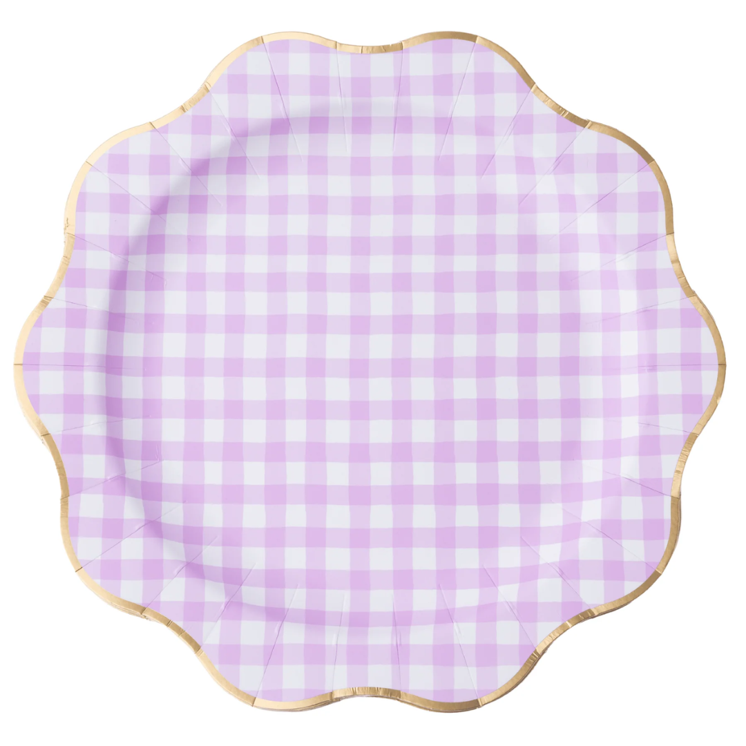 Elegant Le Lilac Gingham Dinner Plates