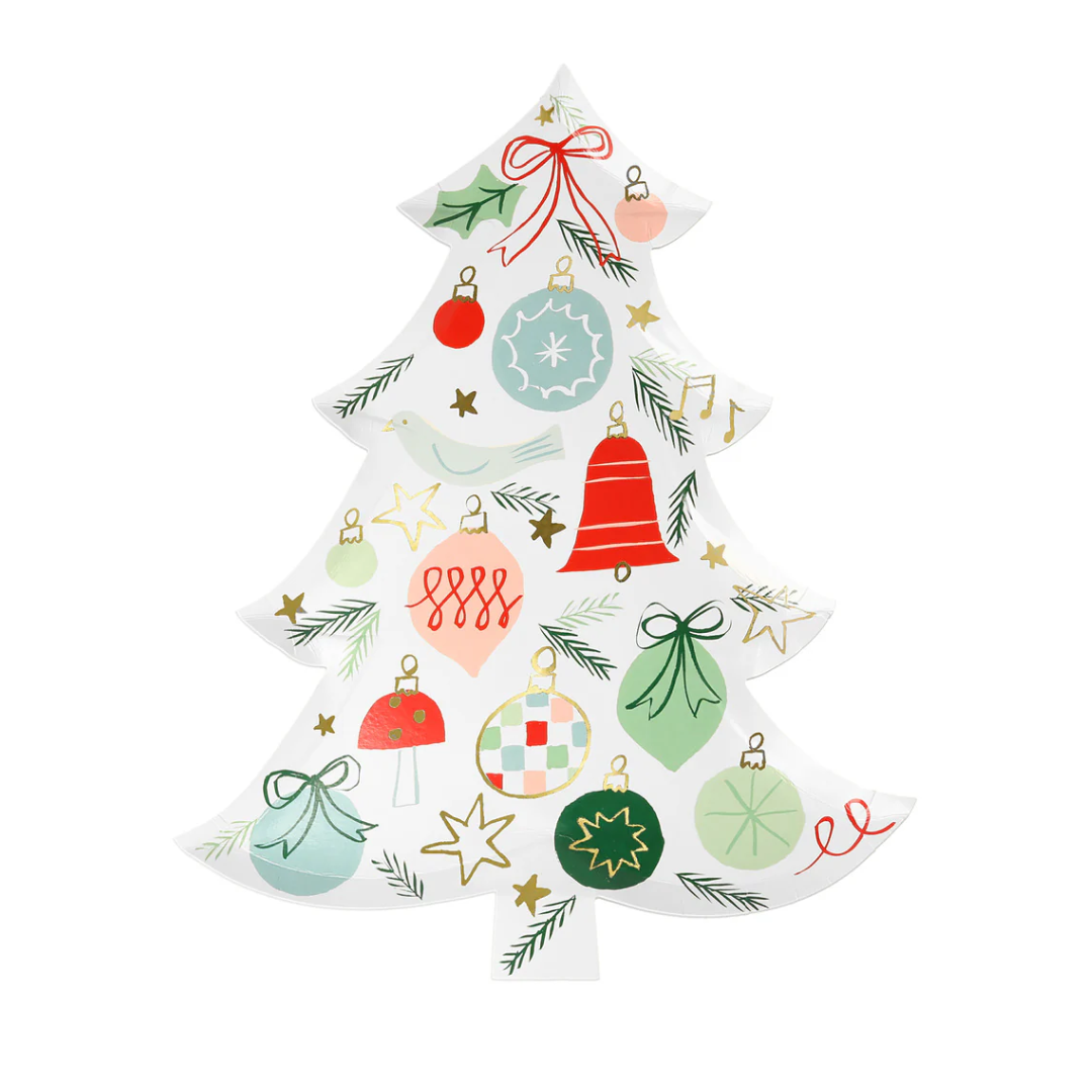 Festive Pattern Tree Plates