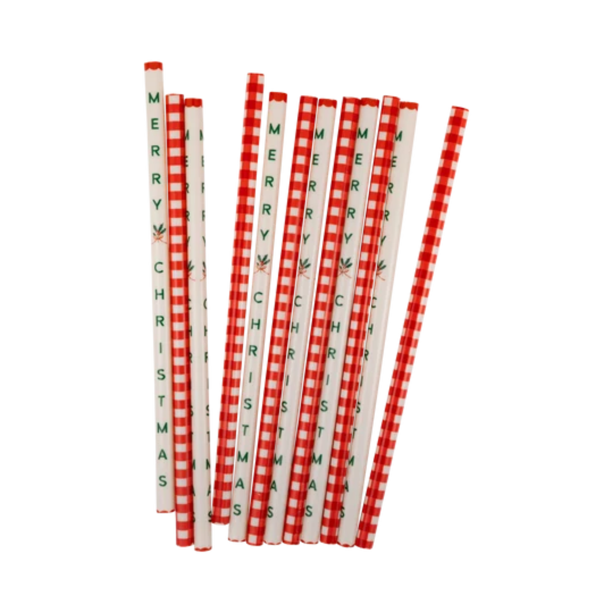 Gingham Merry Christmas Straws