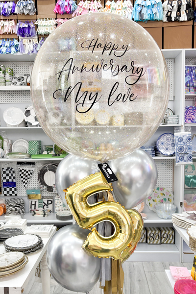 Globo Burbuja Bundle Aniversario Gold Silver