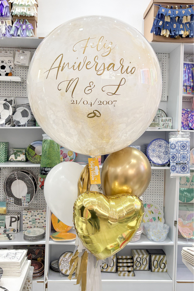 Globo Burbuja Bundle Gold Heart