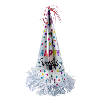 Gorrito De Cumpleaños Plata Con Pompón