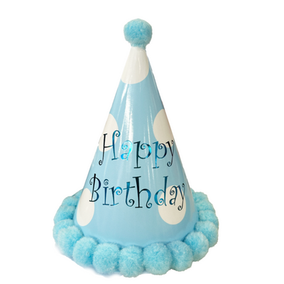 Gorrito de cumpleaños celeste