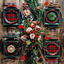 Green Christmas Plaid Square Scalloped Plate