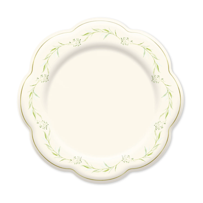Green Leafy Border 8" Plate