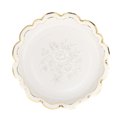 Grey Fancy Floral 9" Plate