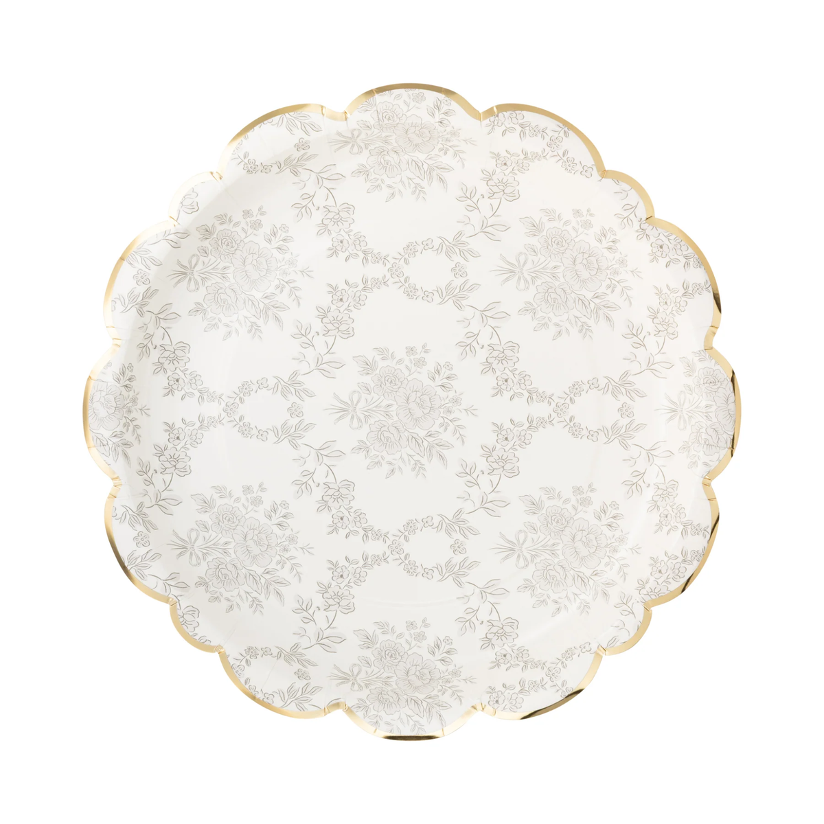 Grey Fancy Floral and Stripe 10" Plate Set