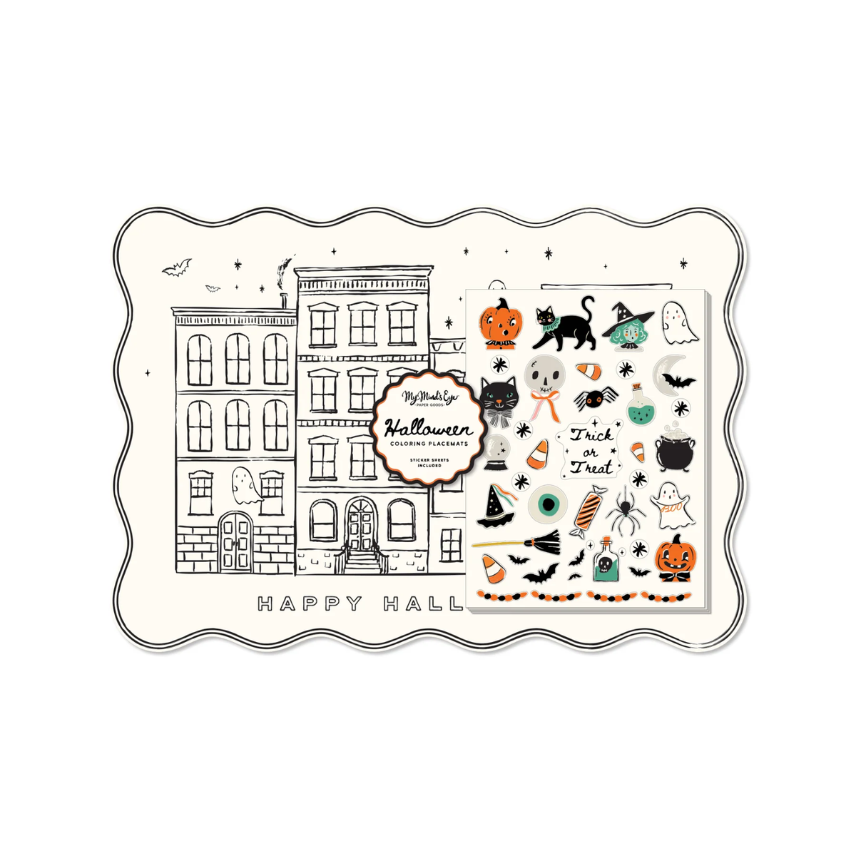 Halloween Coloring Paper Placemats with Stickers – PartyStock