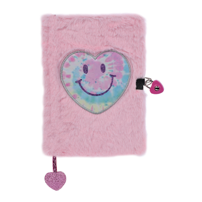 Heart Tie Dye Lock and Key Furry Journal