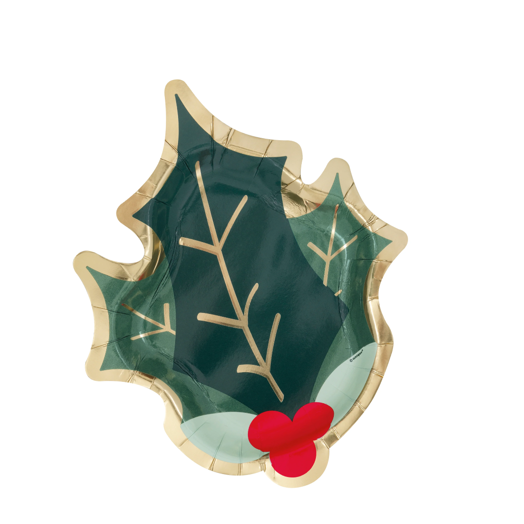 Holly Days Shapped Plate 9"