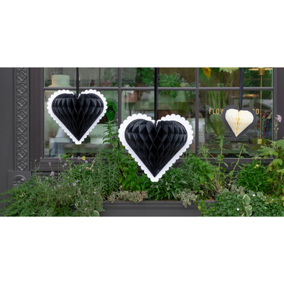Honeycomb Black & White Hearts