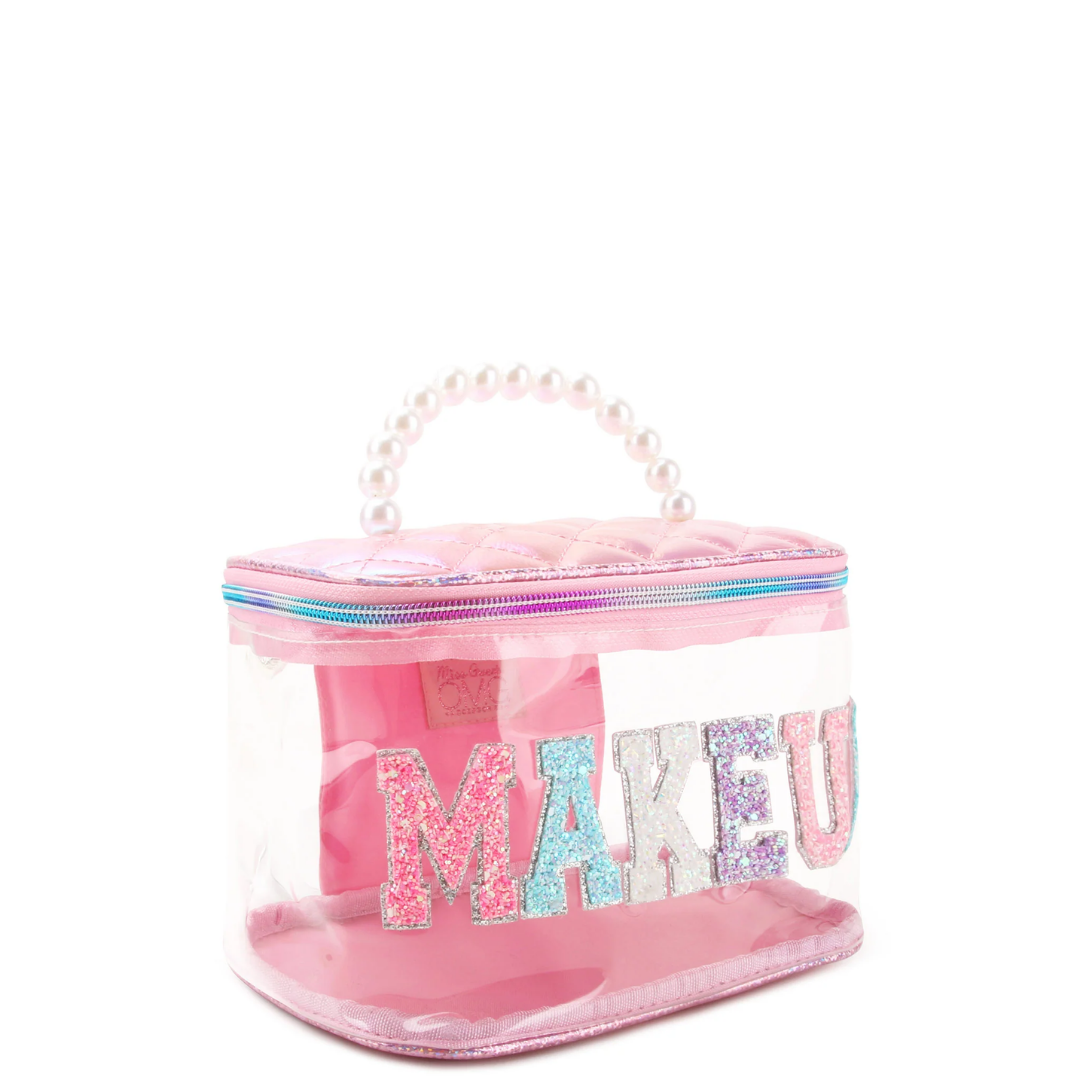 Makeup' Clear Pearl Handle Glam Bag