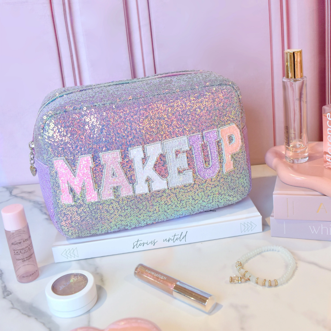 Makeup' Sequin Lavender Pouch