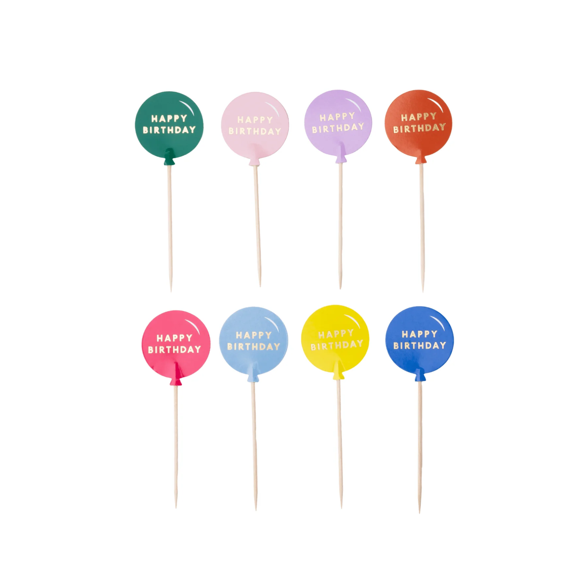 Multicolor Happy Birthday Cupcake Toppers