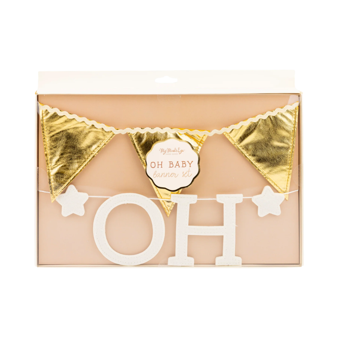 Oh Baby Felt and Gold Banner Set