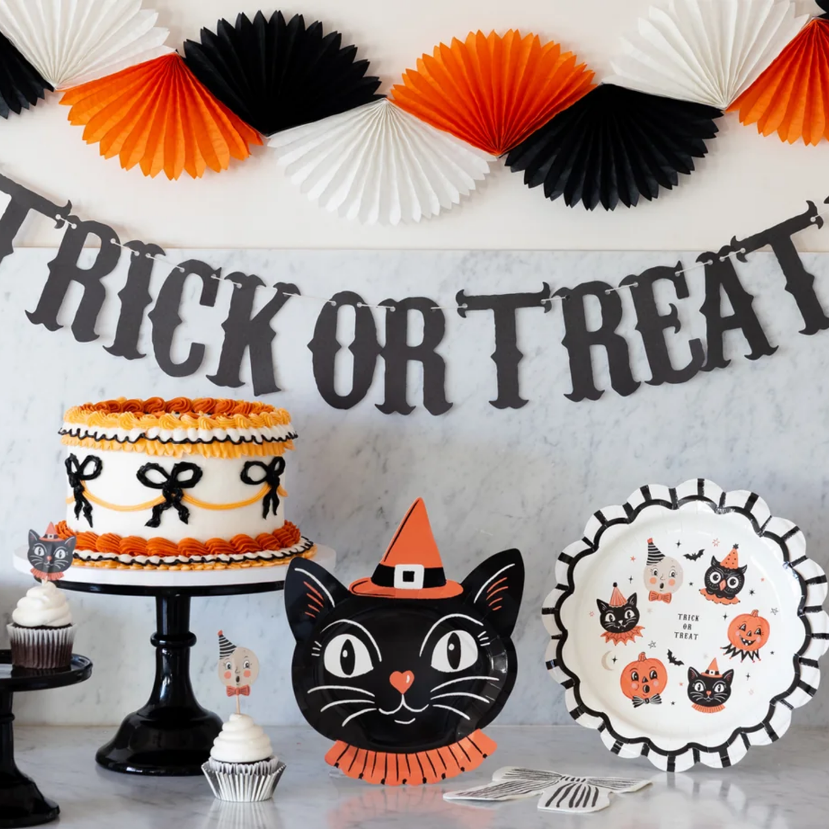 Orange Black and Cream Sewn Crepe Festoon