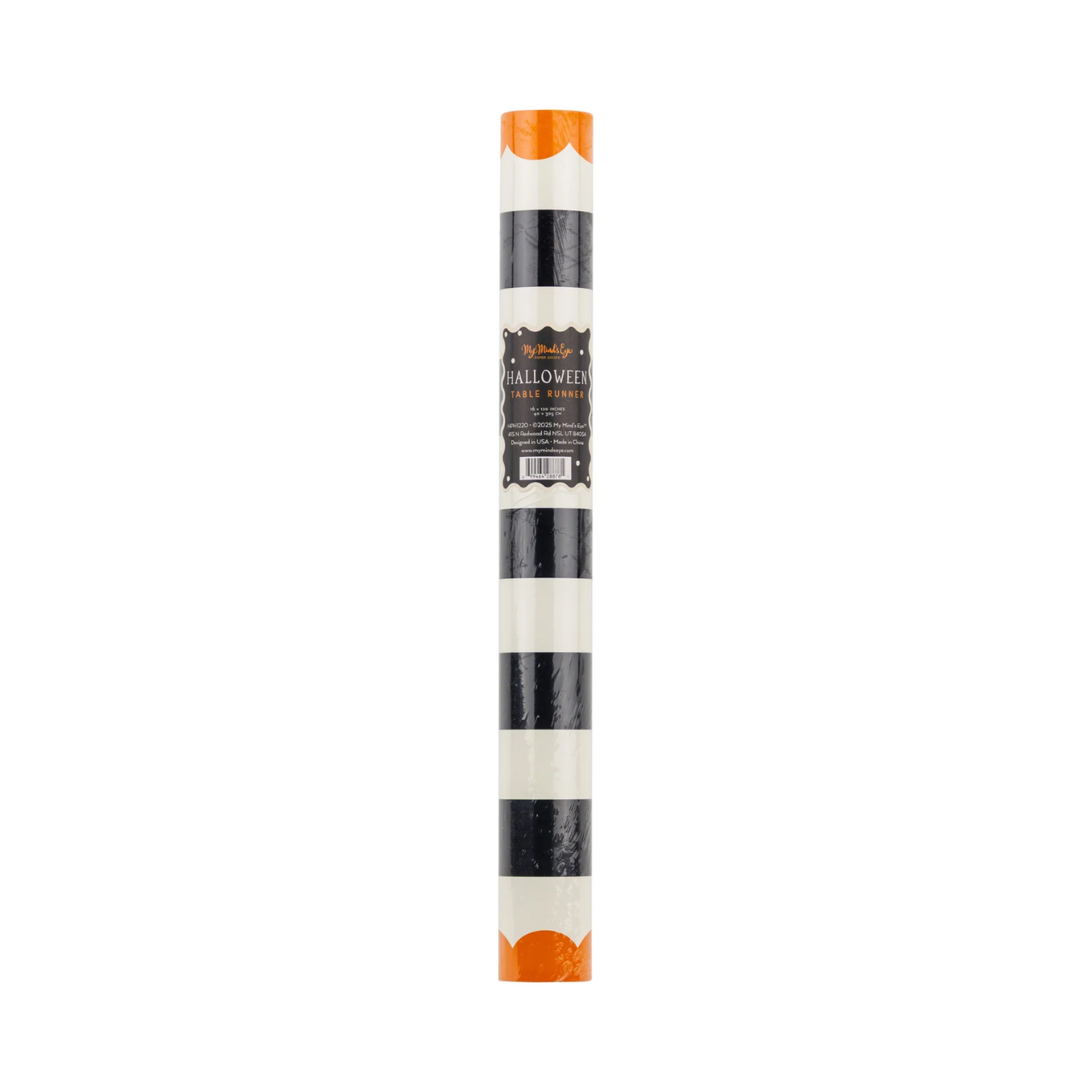 Orange and Black Striped Paper Table Runner