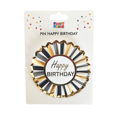 Pin Happy Birthday Negro Dorado
