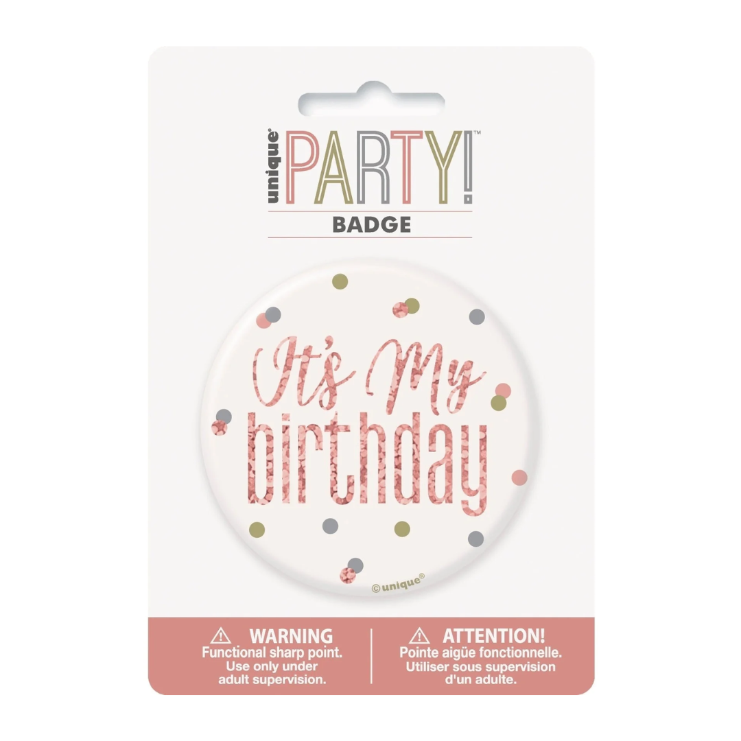 Pin It's My Birthday Rose Glitz