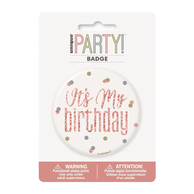 Pin It's My Birthday Rose Glitz