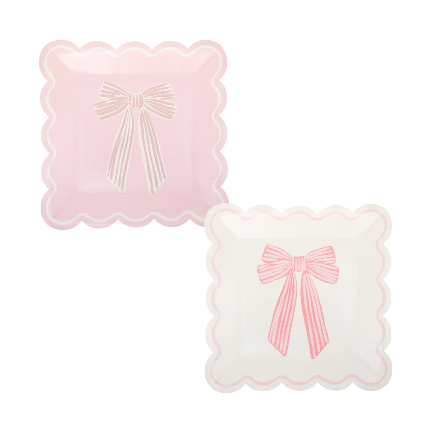 Pink Bow Square Plates