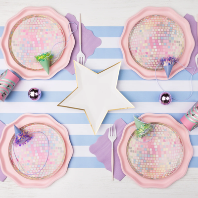 Pink Disco Ball Plates