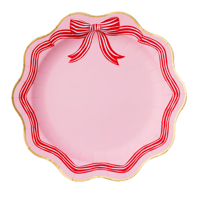 Pink Peppermint Bow Large Plate