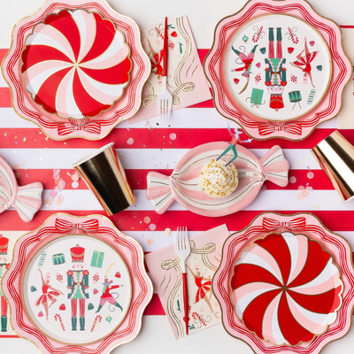 Pink Peppermint Bow Large Plate