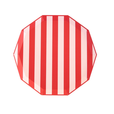 Plate 11" Red Pink Stripes