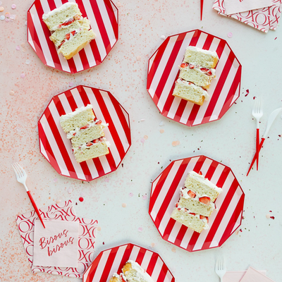 Plate 11" Red Pink Stripes