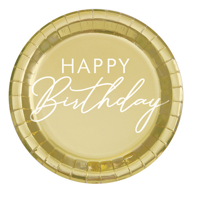 Plato 9" Happy Birthday Gold Foil