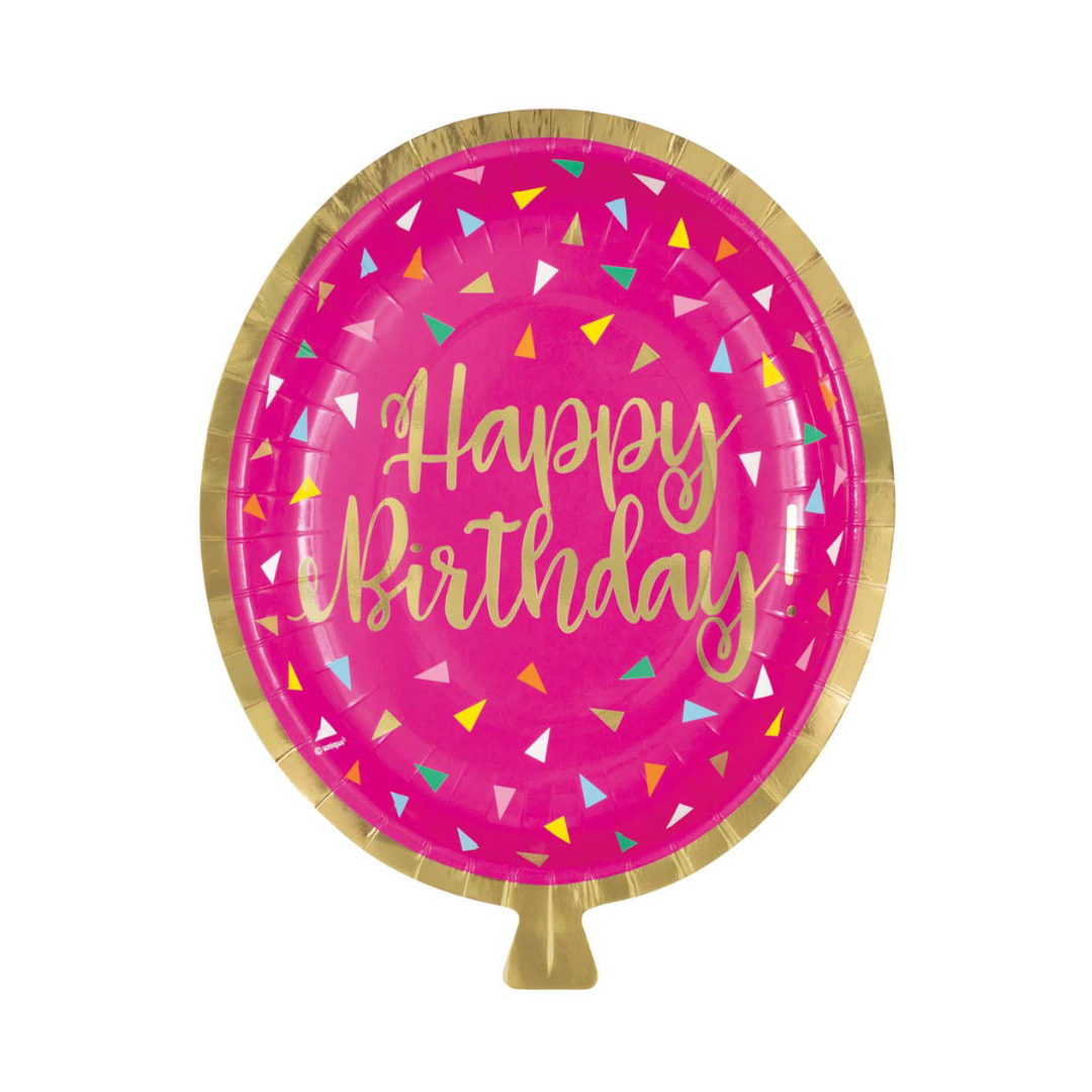 Plato 8" Balloon Shaped Birthday Gold Foil
