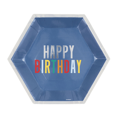 Plato 9" Birthday Dots Silver Foil