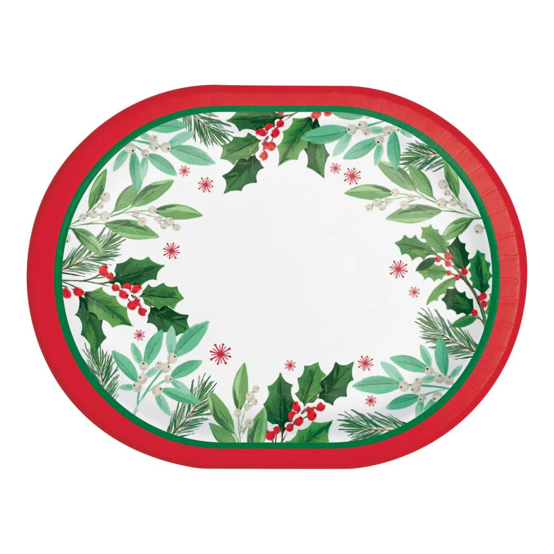 Plato Ovalado  12"x9" Holly Jolly Christmas