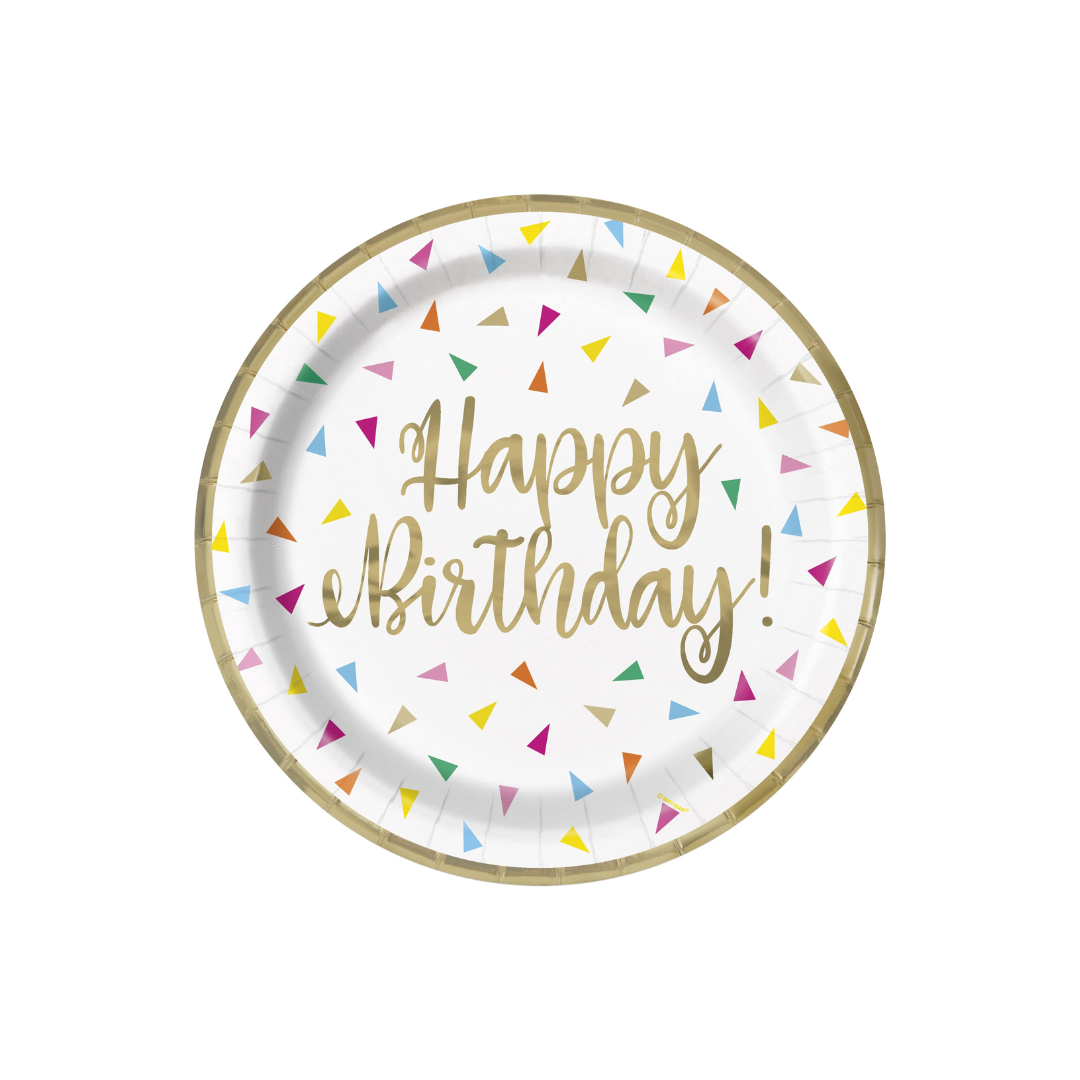 Platos 7" Happy Birthday Foil