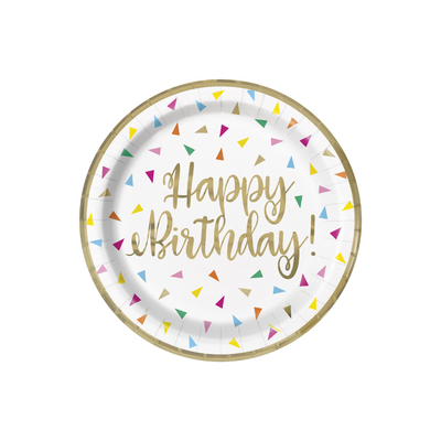 Platos 7" Happy Birthday Foil