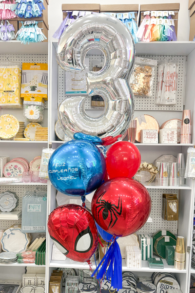 RAMILLETE DE GLOBOS NÚMERO SPIDERMAN