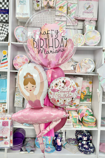Bouquet de Globos Bailarina con Burbuja Personalizada