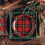 Red Christmas Plaid Round Scalloped Plate