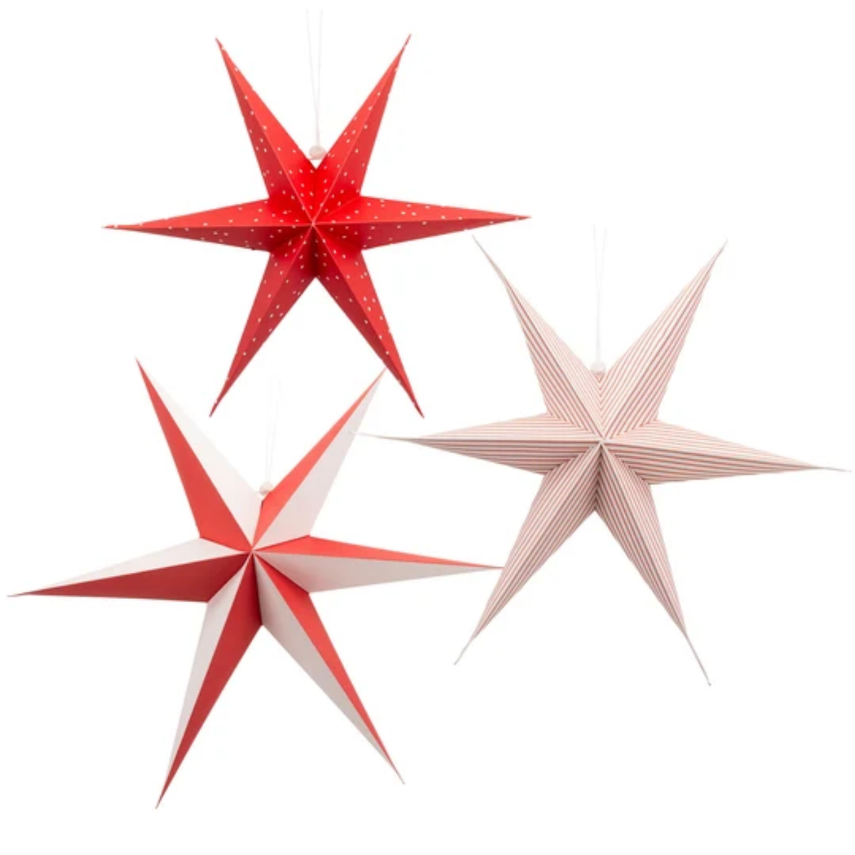 Red Cream 3D Hanging Stars