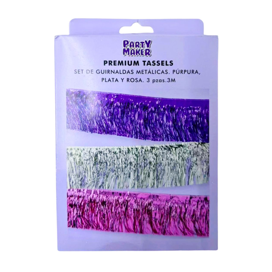 Set Guirnaldas Morado Rosa Plata