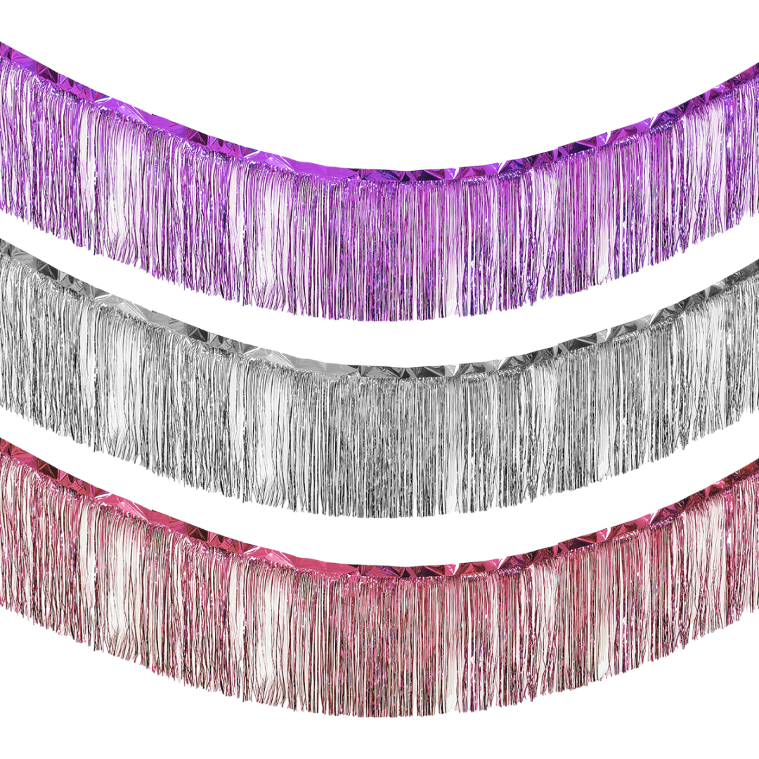 Set Guirnaldas Morado Rosa Plata