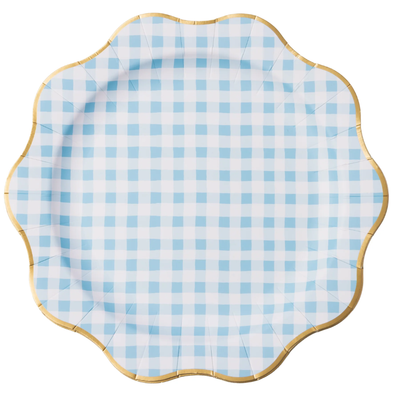 Sky Blue Gingham Dinner Plate