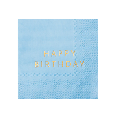 Sky Blue Signature Happy Birthday Cocktail Napkins