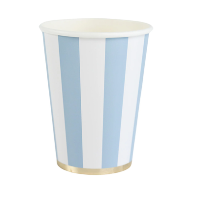 Sky Blue Striped Cups