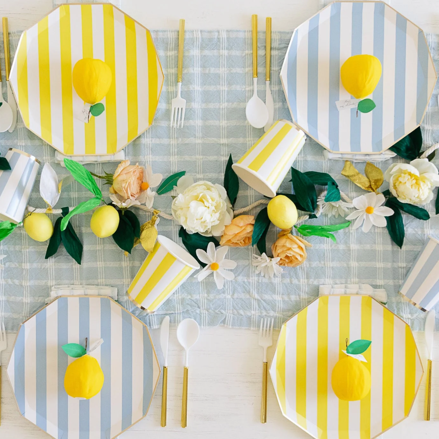 Sky Blue Striped Cups