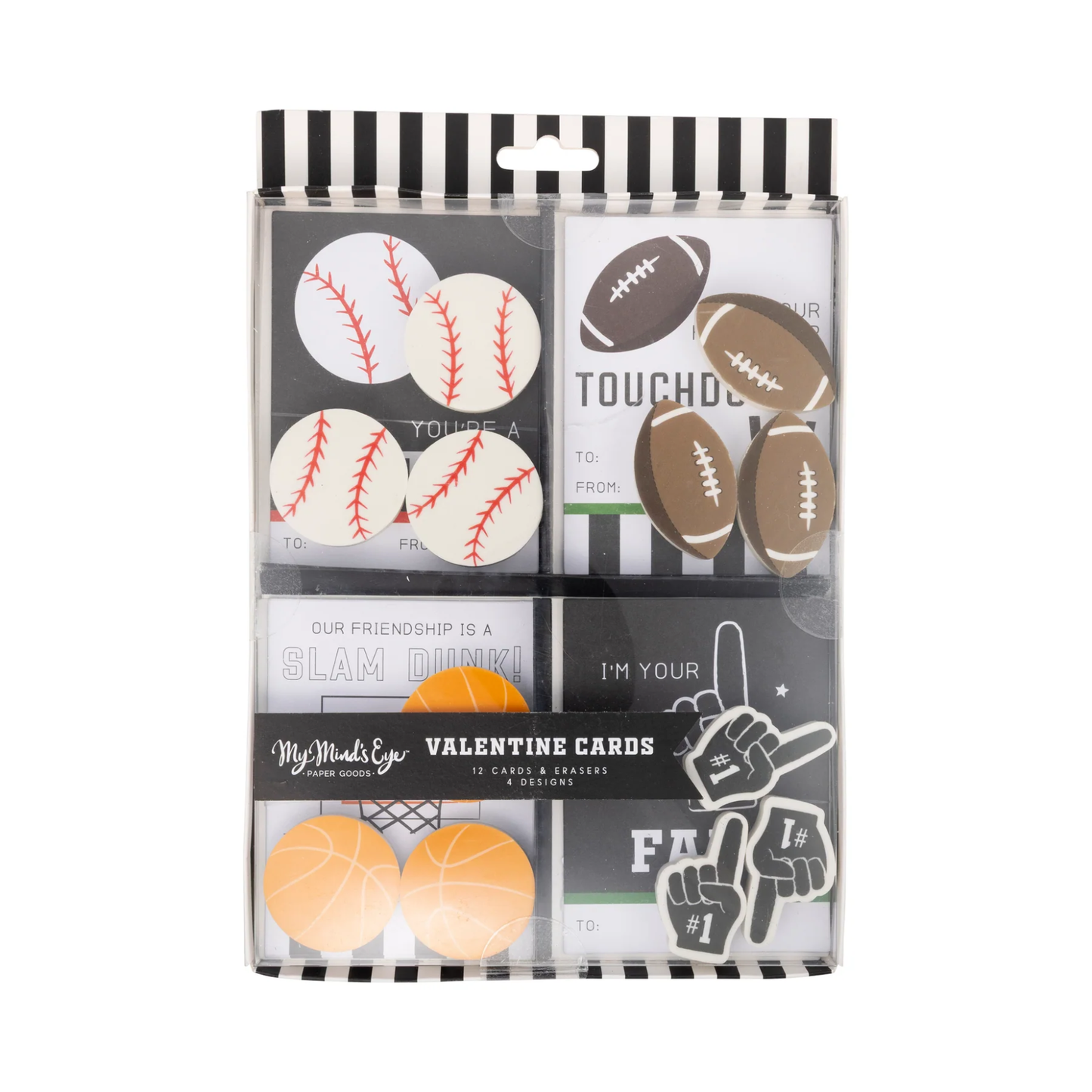 Sports Valentine's Cards and Eraser Set
