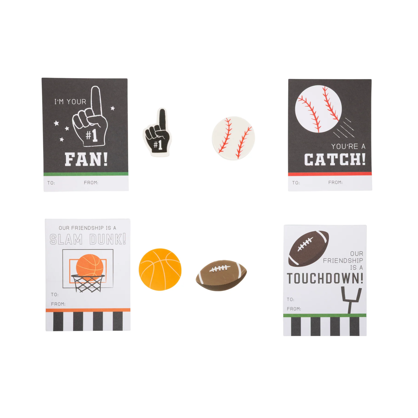 Sports Valentine's Cards and Eraser Set