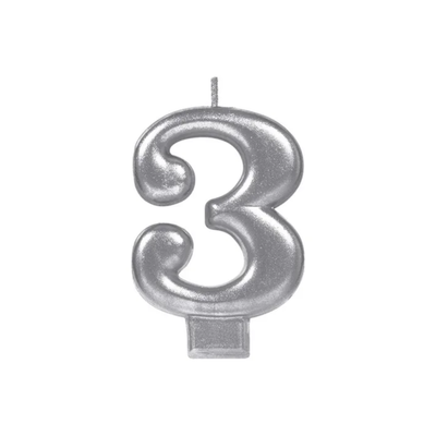 Vela Número Plata 3